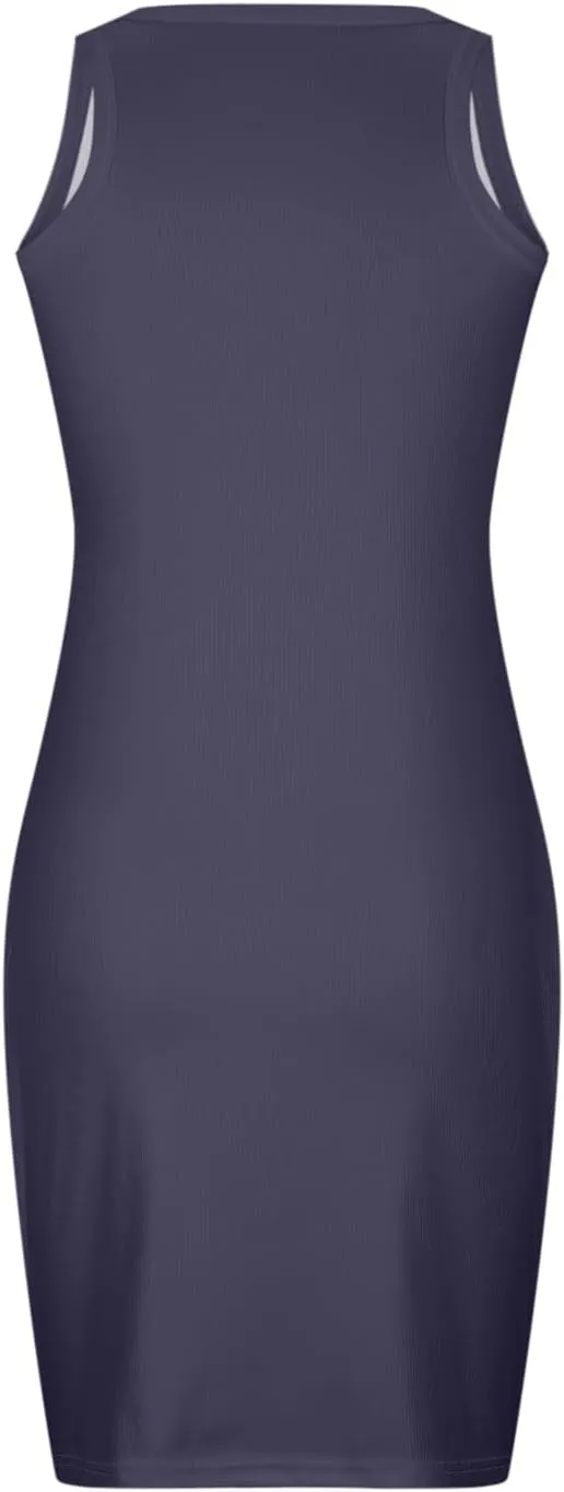 XUNRYAN 2024 Tank Dresses for Women Summer Sleeveless Knit Ribbed Bodycon Mini Dress Slim Fit Sexy Clubwear Vacation Outfit