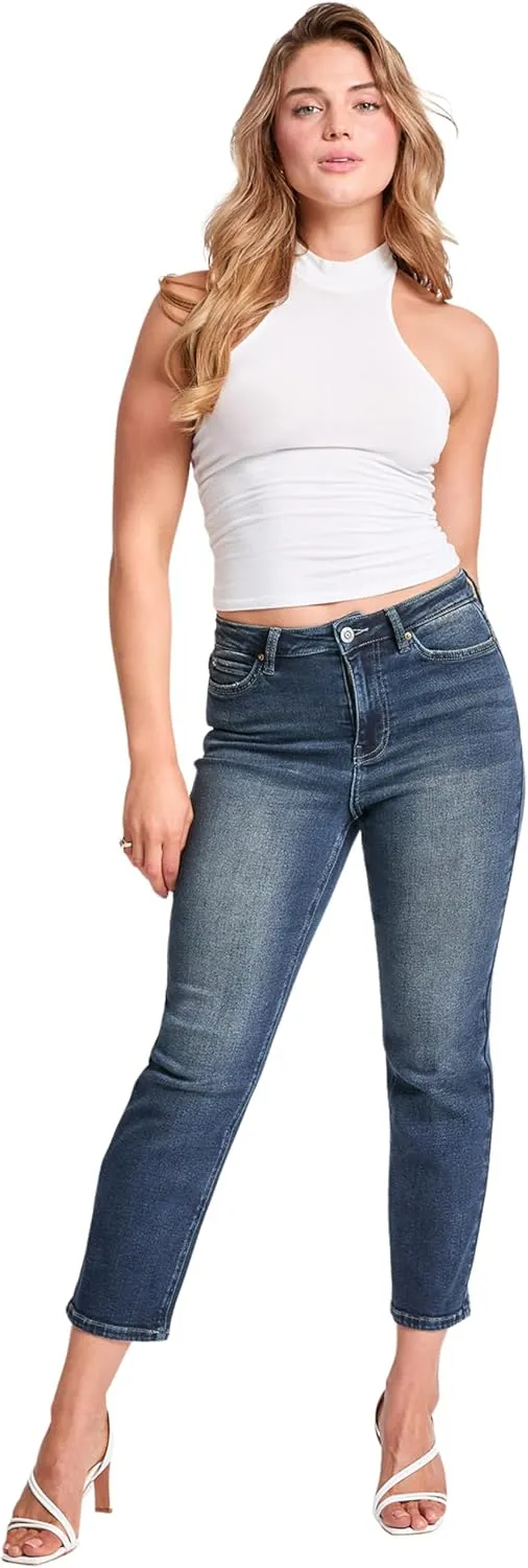 YMI Women's High Rise Vintage Stretch Straight Leg Jeans