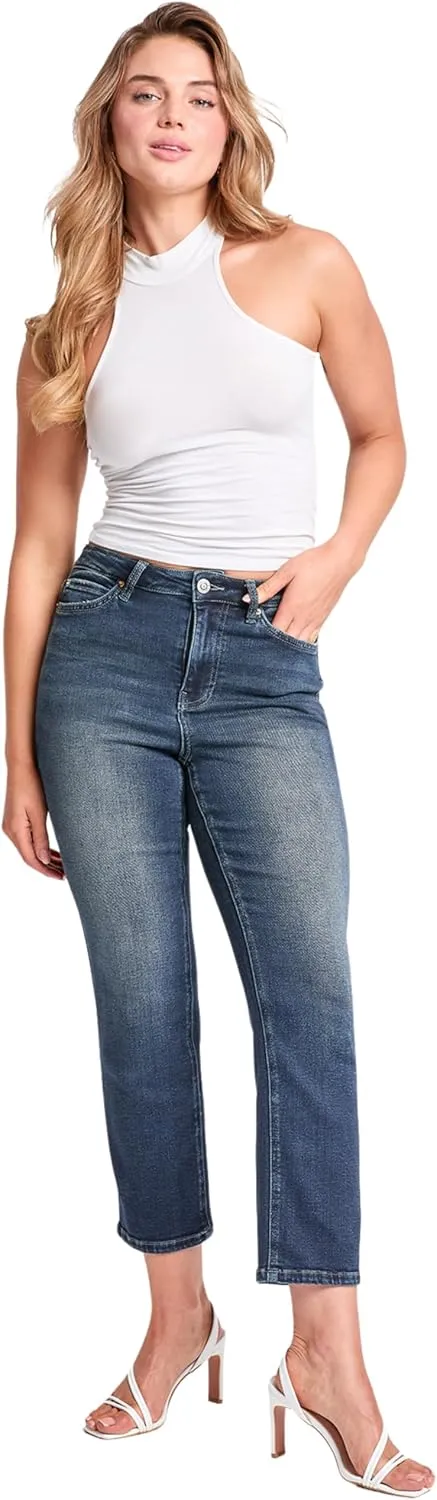 YMI Women's High Rise Vintage Stretch Straight Leg Jeans
